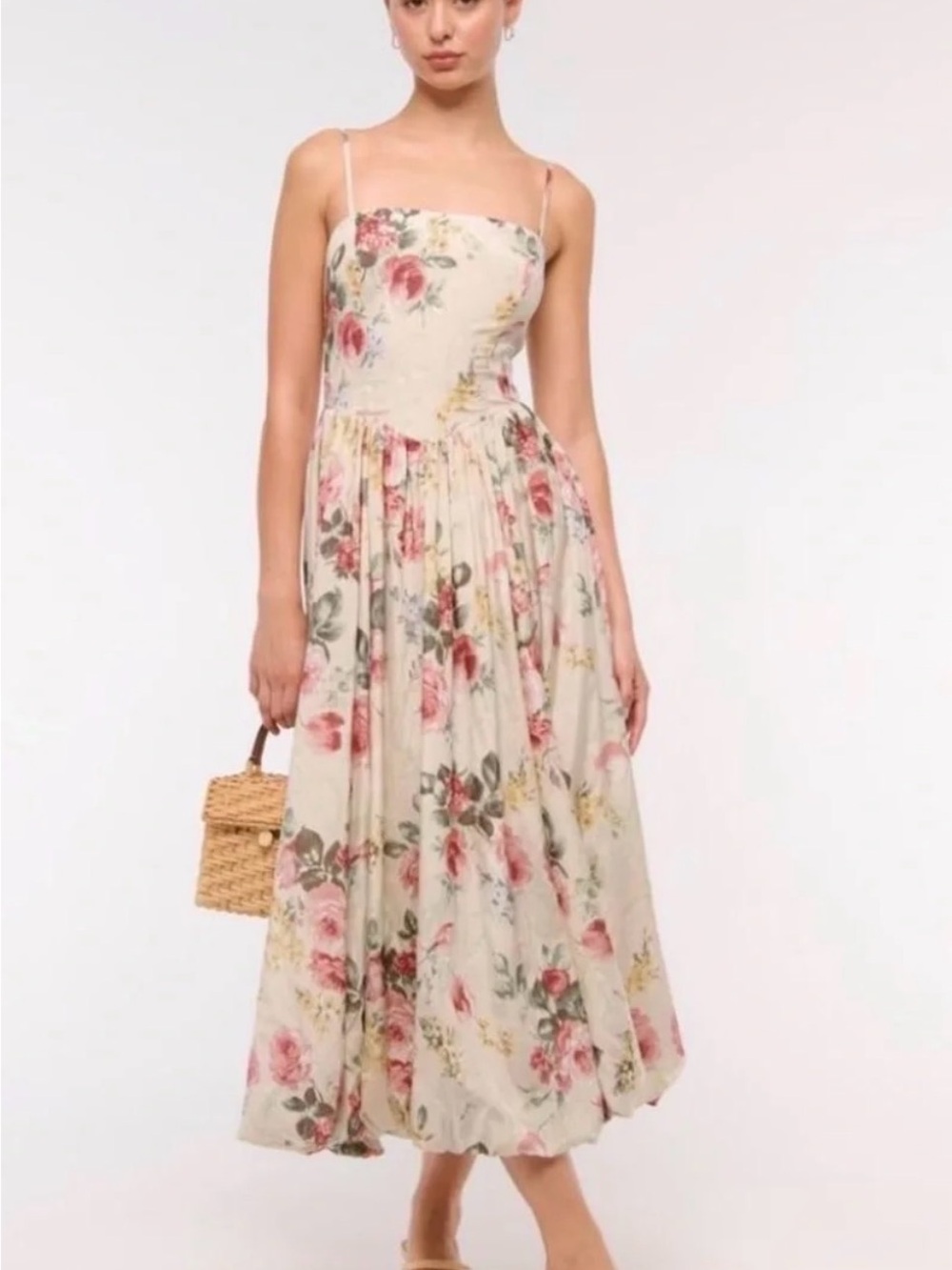 Abercrombie & Fitch Dipped-Waist Bubble Hem Midi Dress - Floral